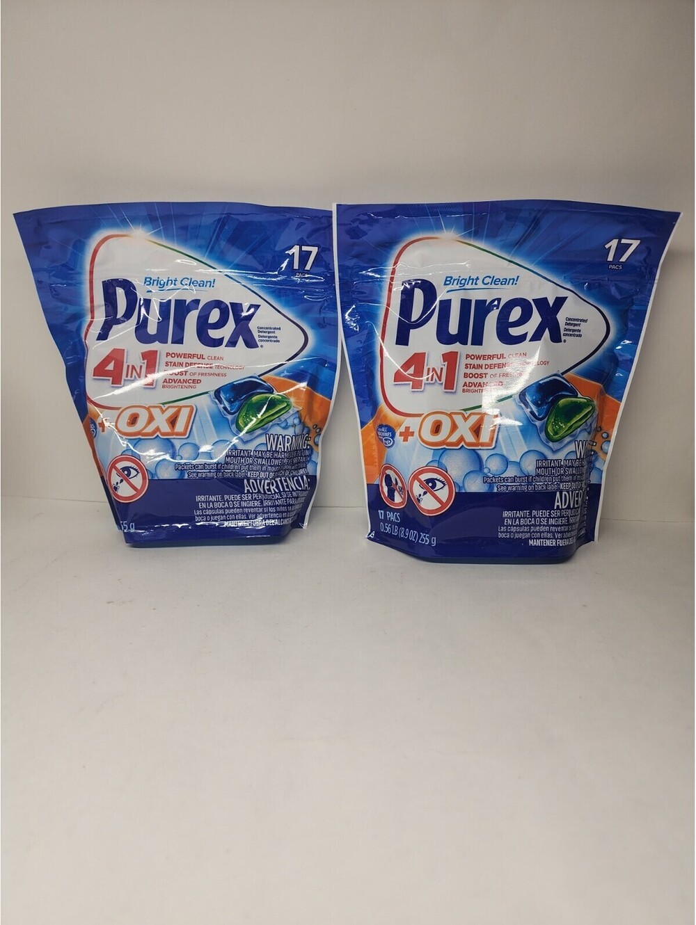 (2) Purex 4 In 1 Laundry Detergent Pacs W/ Oxy-17ct. Each